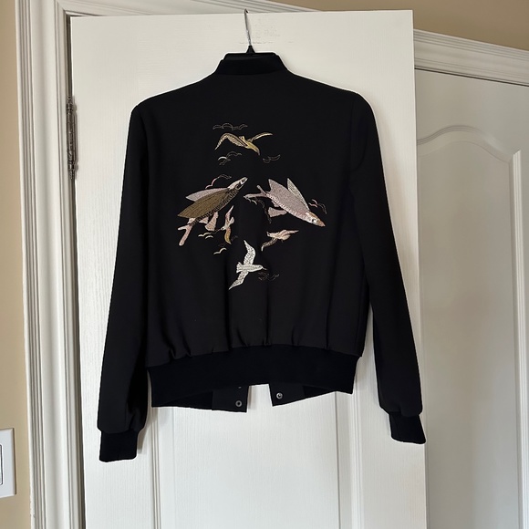 Wilfred Bomber Jacket with Bird Embroidery, Size XS, Black (RARE) - Picture 4 of 14